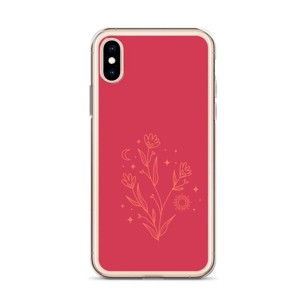 Abstract iPhone case flowers on red BG