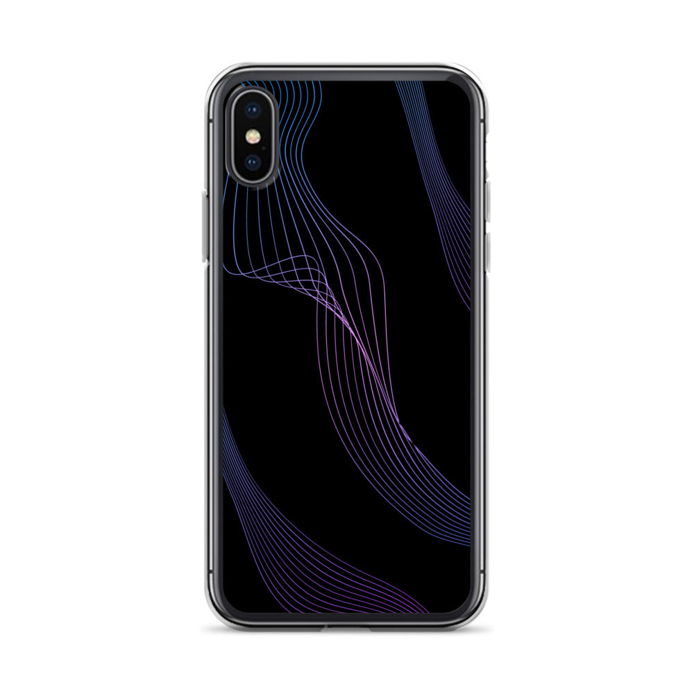 Abstract iPhone case black with blue/pink webbed lines