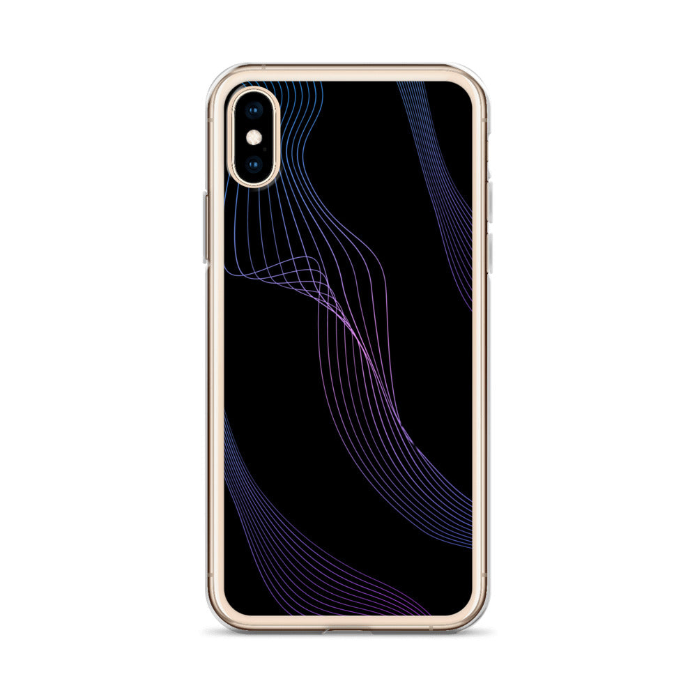 Abstract iPhone case black with blue/pink webbed lines