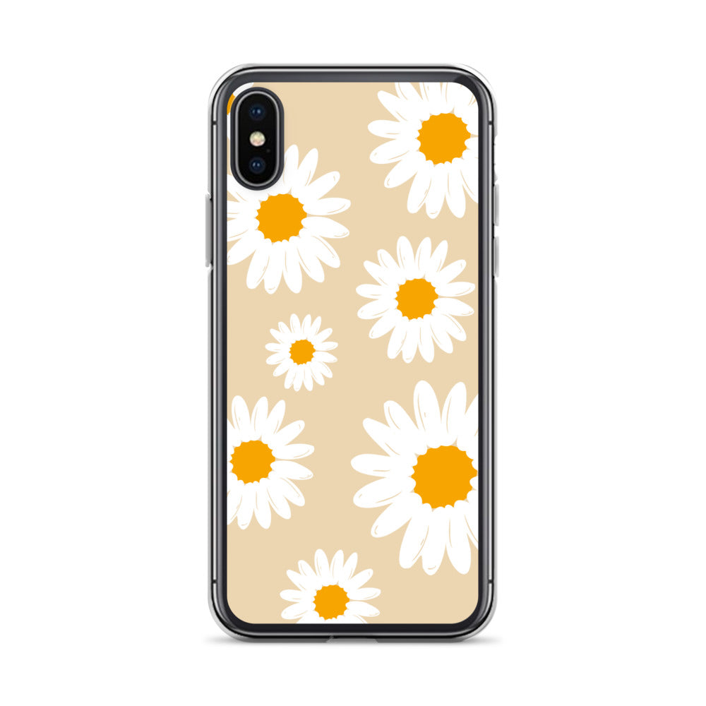 Abstract iPhone case daisies on sand colour