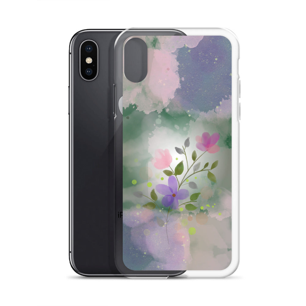 Abstract iPhone case flowers on a mixed colour Bg