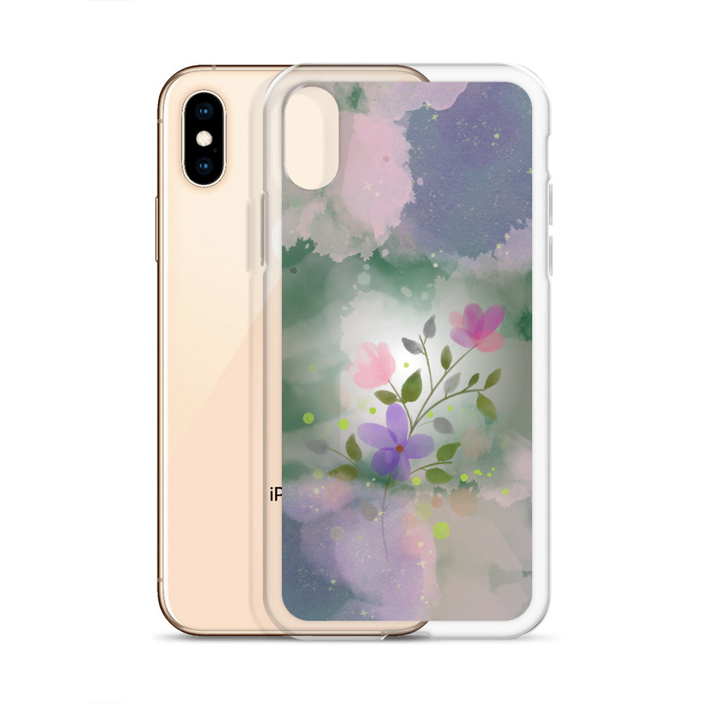 Abstract iPhone case flowers on a mixed colour Bg