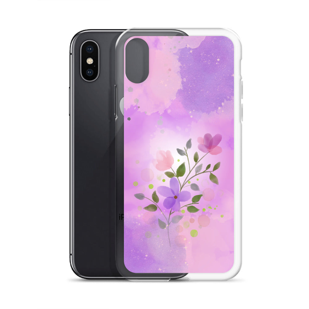 abstract iPhone case flowers on a pink Bg