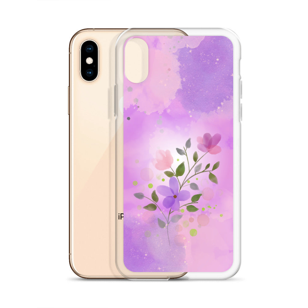 abstract iPhone case flowers on a pink Bg