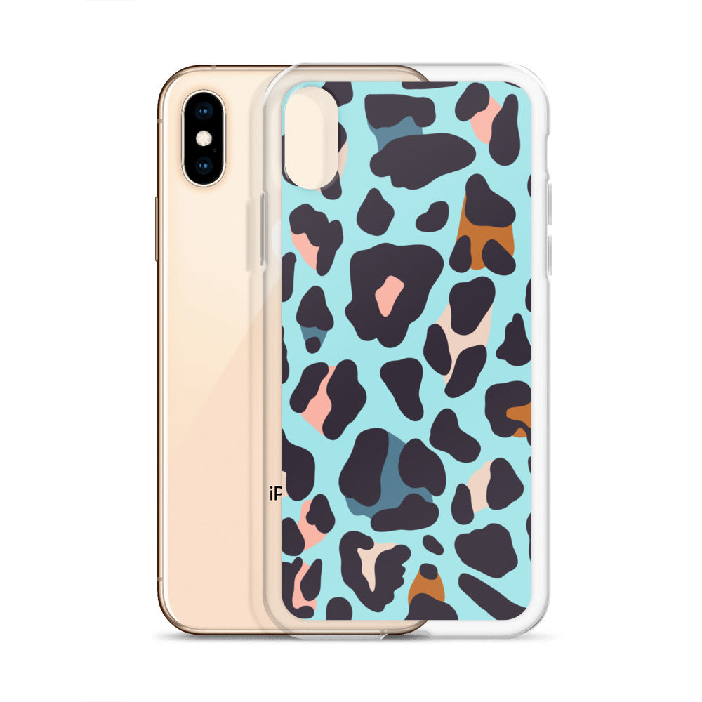 Abstract iPhone case blue leopard print