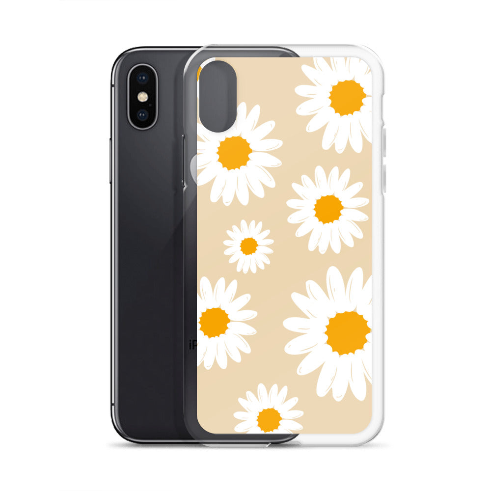 Abstract iPhone case daisies on sand colour