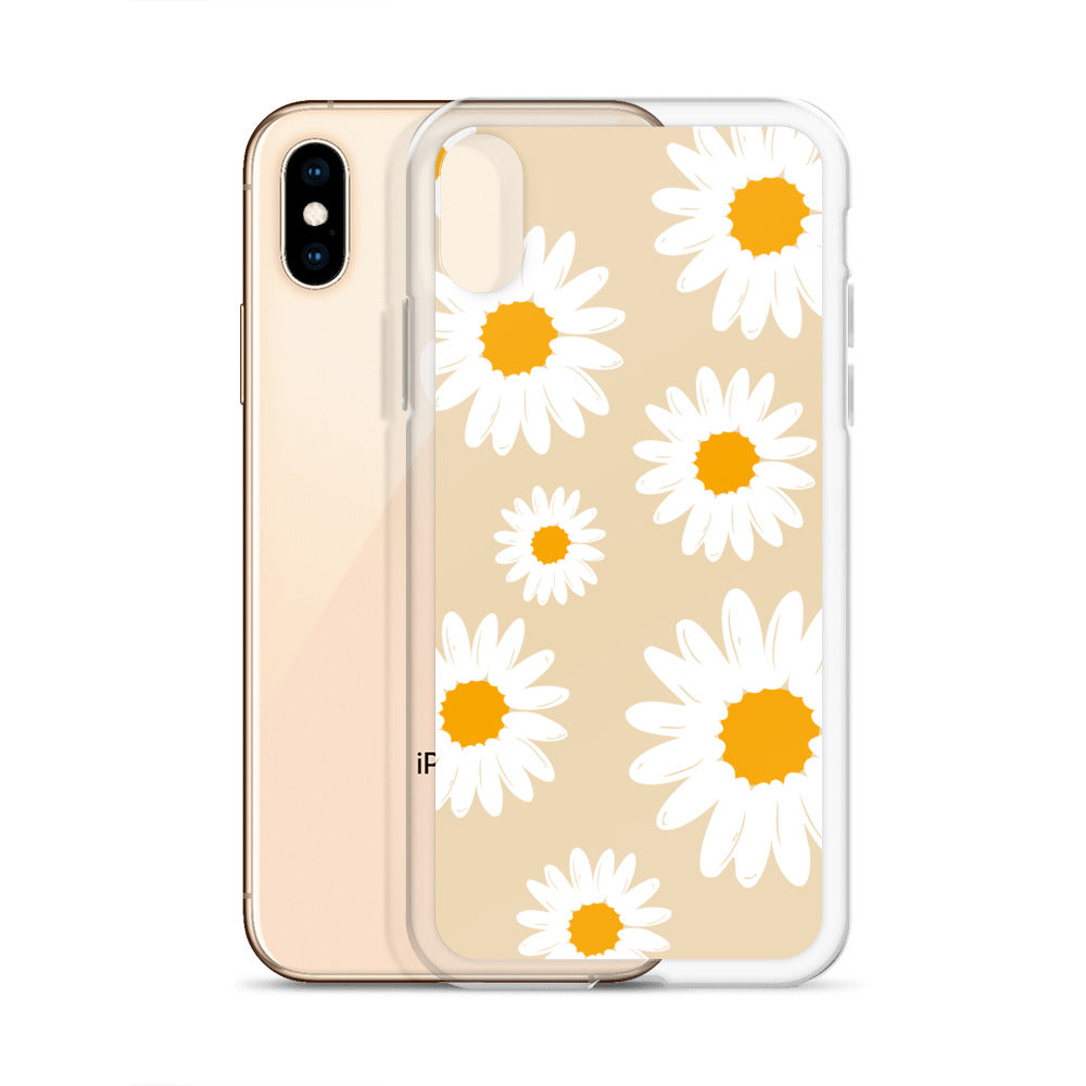 Abstract iPhone case daisies on sand colour