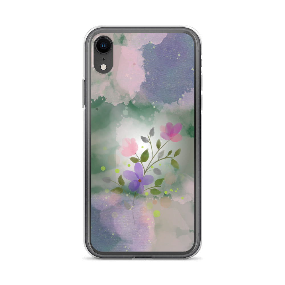 Abstract iPhone case flowers on a mixed colour Bg