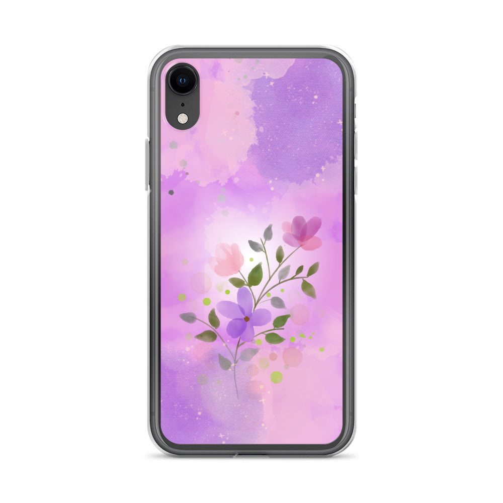 abstract iPhone case flowers on a pink Bg