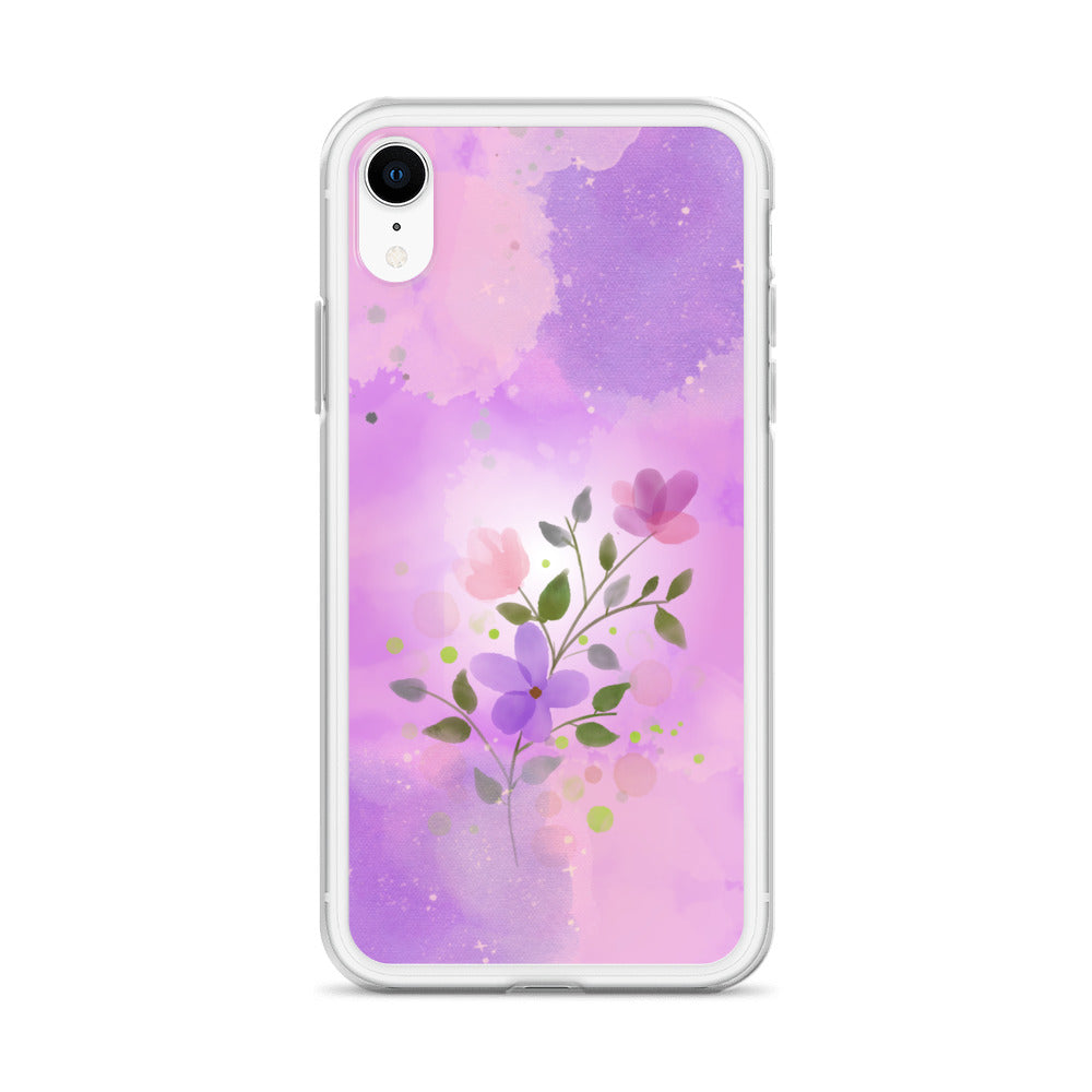 abstract iPhone case flowers on a pink Bg