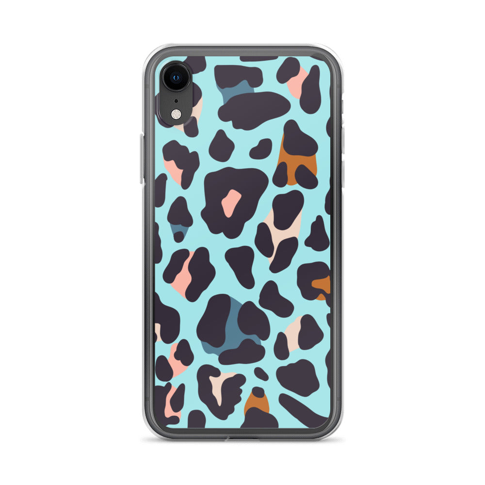 Abstract iPhone case blue leopard print