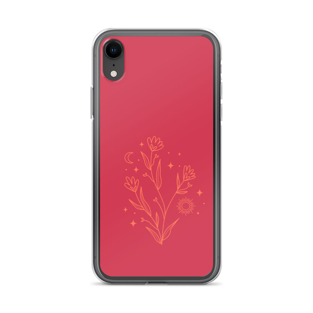 Abstract iPhone case flowers on red BG