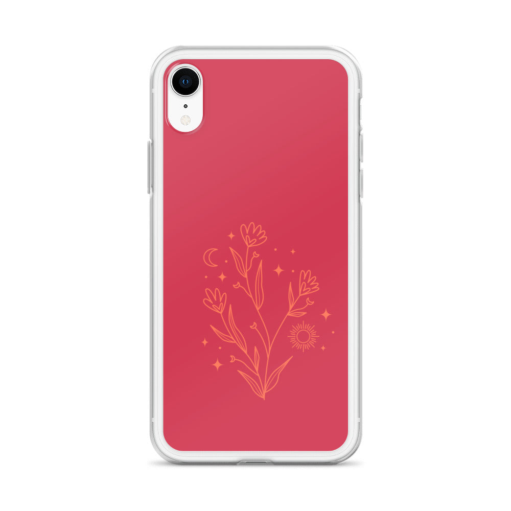 Abstract iPhone case flowers on red BG