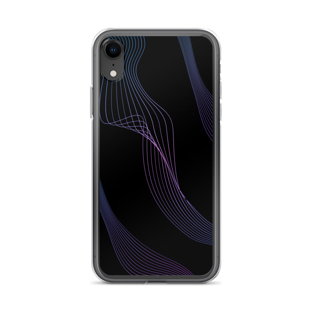 Abstract iPhone case black with blue/pink webbed lines