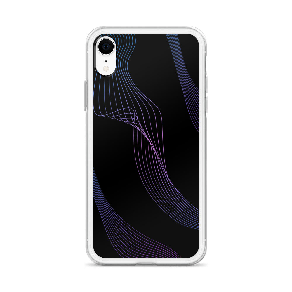 Abstract iPhone case black with blue/pink webbed lines