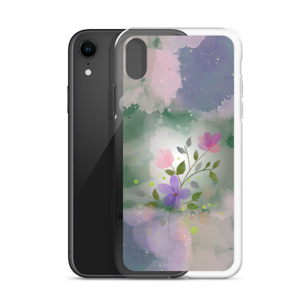 Abstract iPhone case flowers on a mixed colour Bg