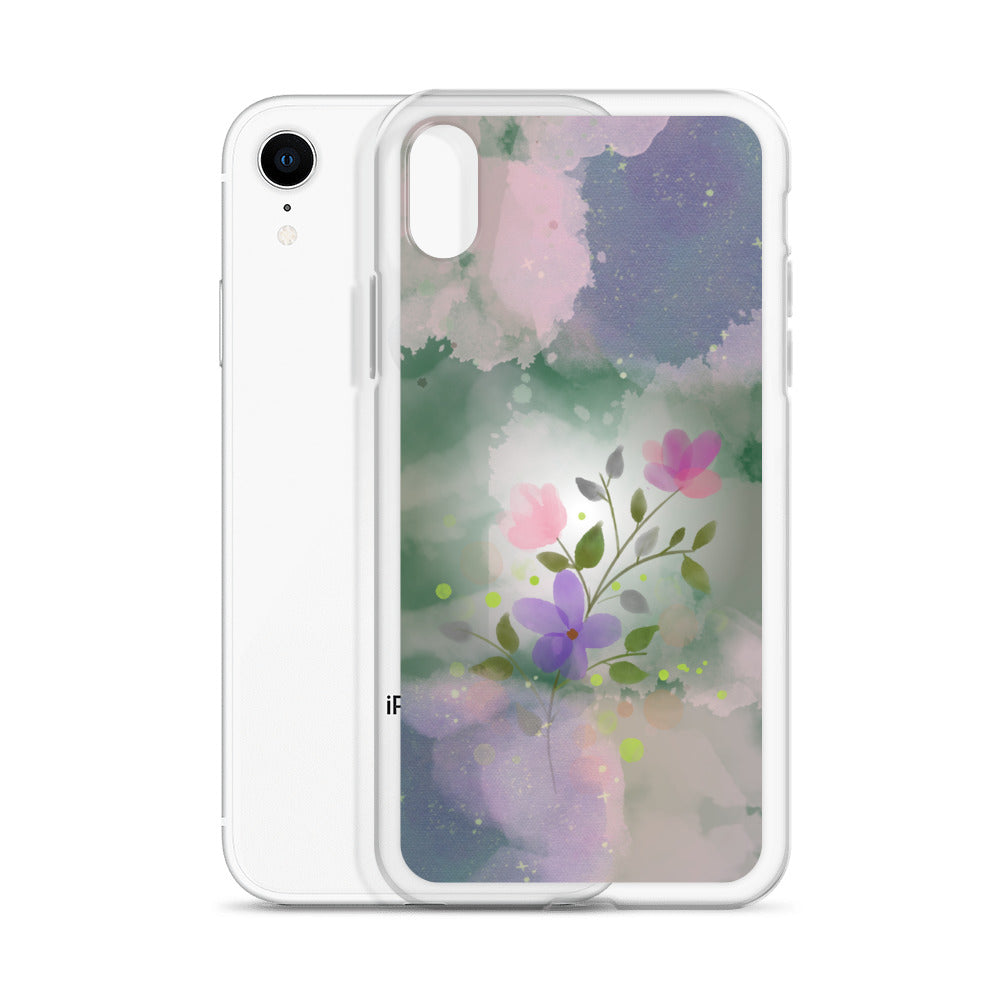 Abstract iPhone case flowers on a mixed colour Bg