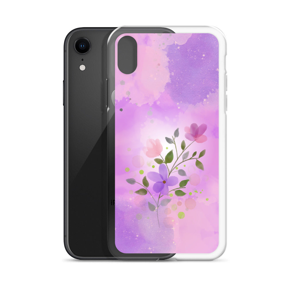 abstract iPhone case flowers on a pink Bg