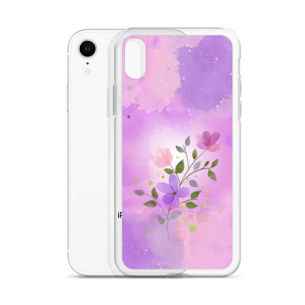 abstract iPhone case flowers on a pink Bg