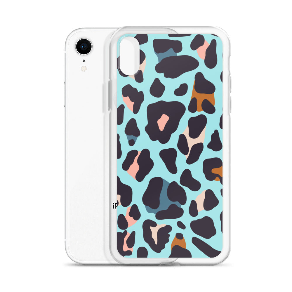 Abstract iPhone case blue leopard print