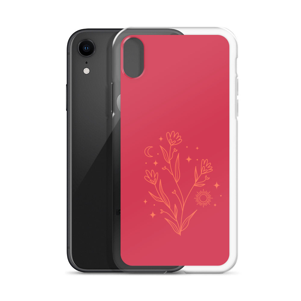 Abstract iPhone case flowers on red BG