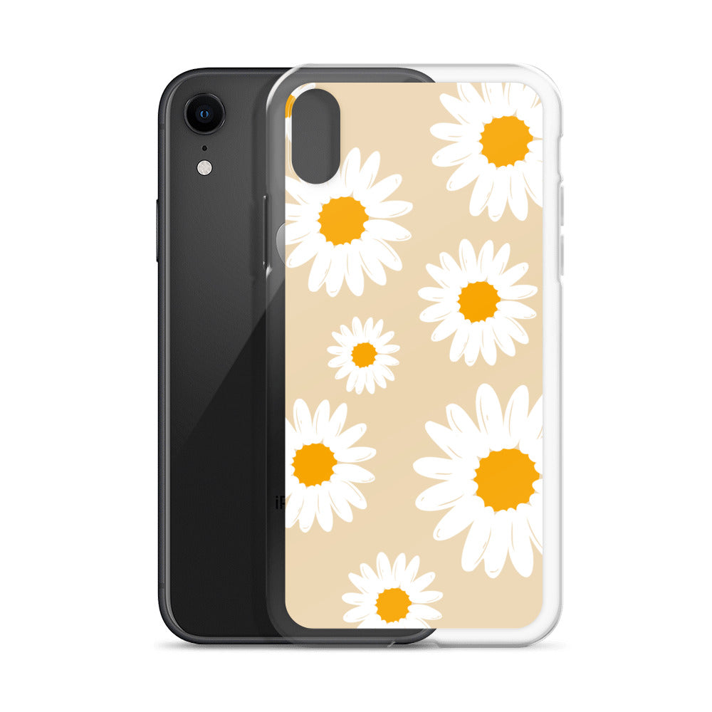 Abstract iPhone case daisies on sand colour