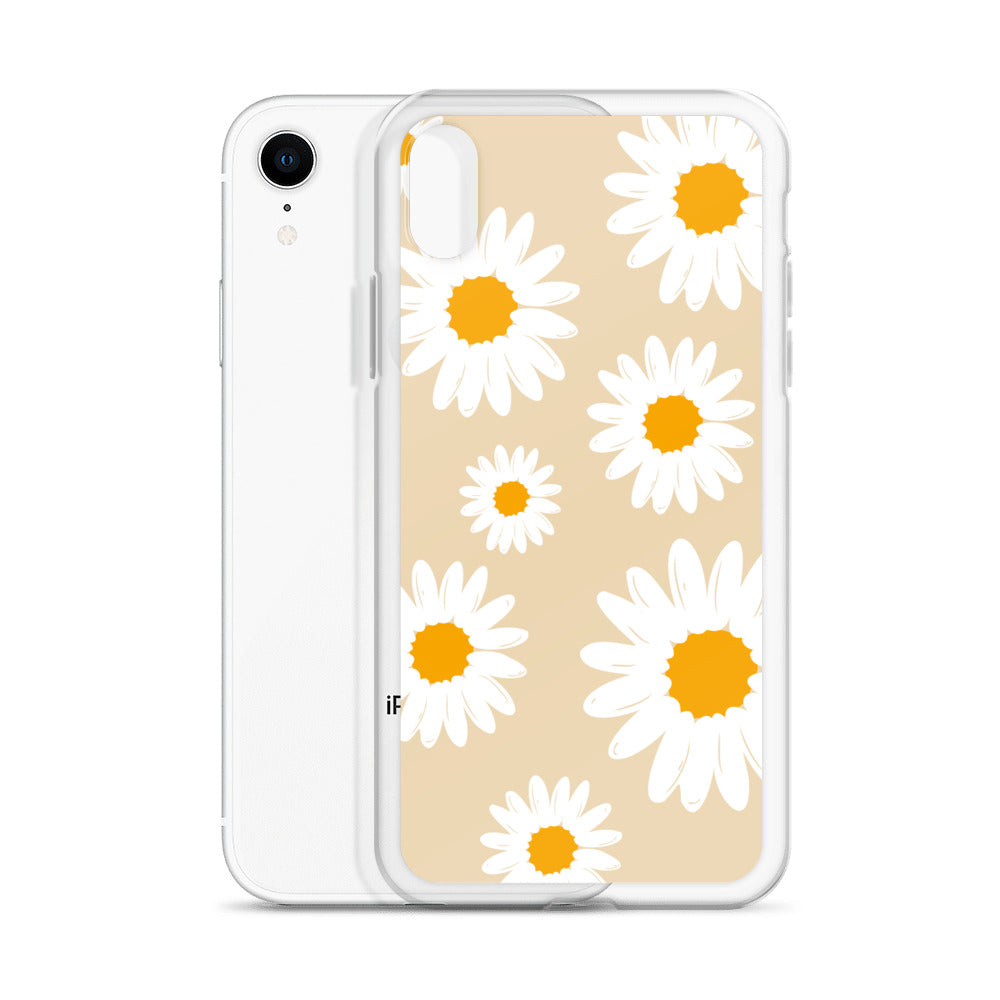 Abstract iPhone case daisies on sand colour