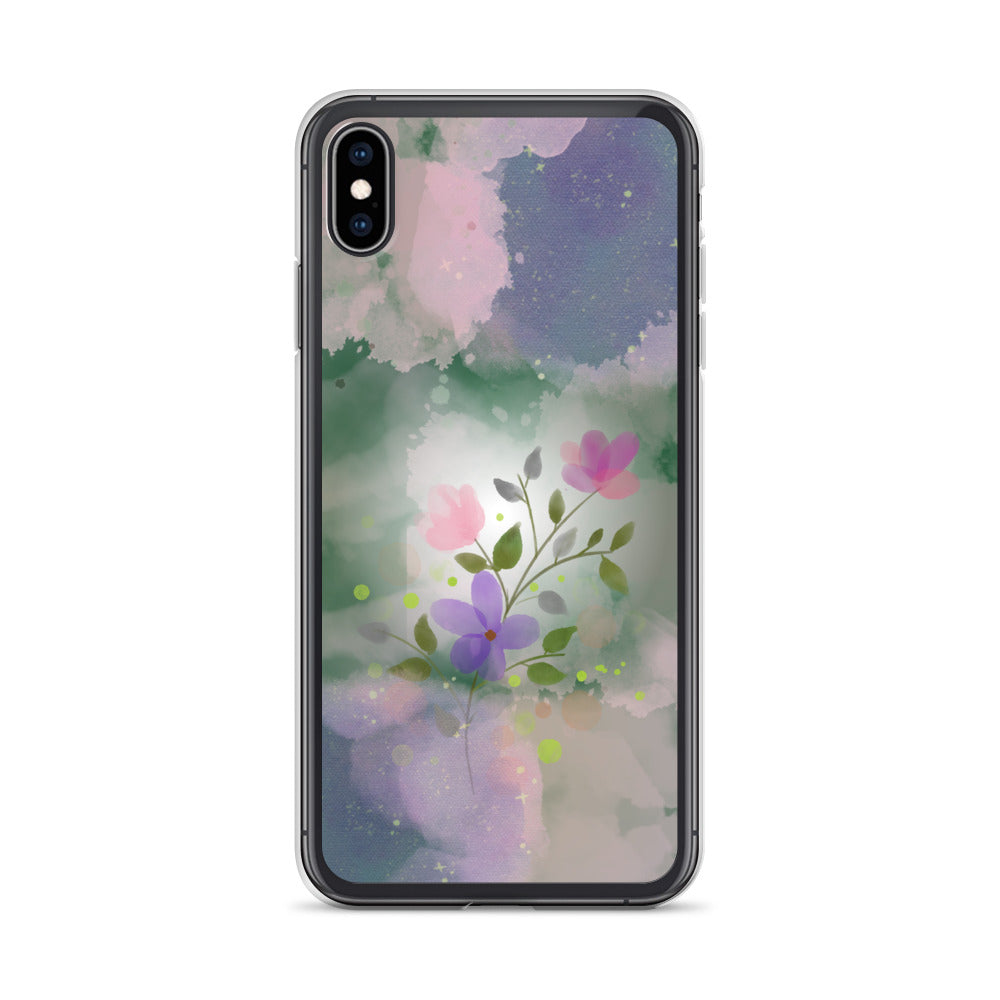 Abstract iPhone case flowers on a mixed colour Bg