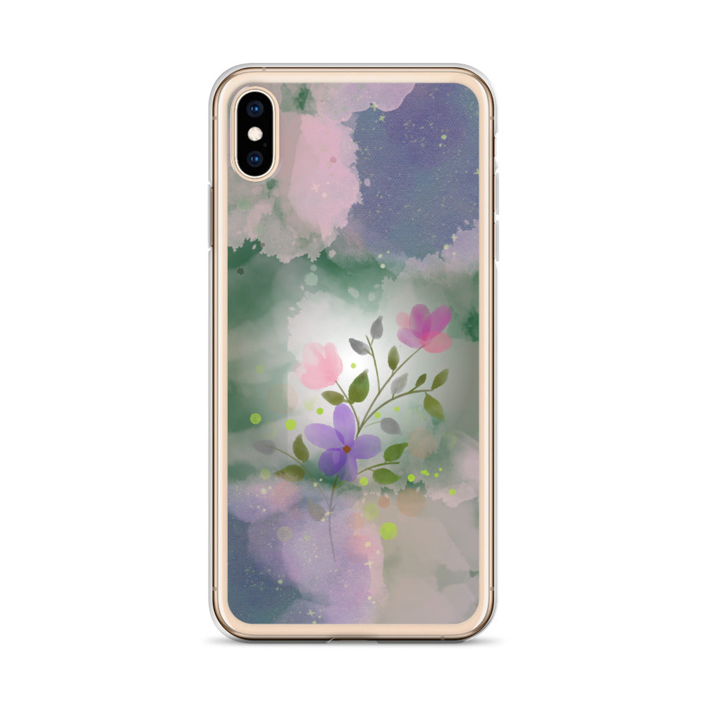 Abstract iPhone case flowers on a mixed colour Bg