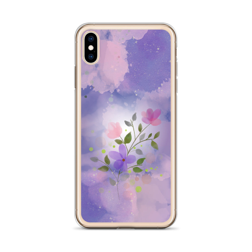 Abstract iPhone case flowers on a lilac Bg