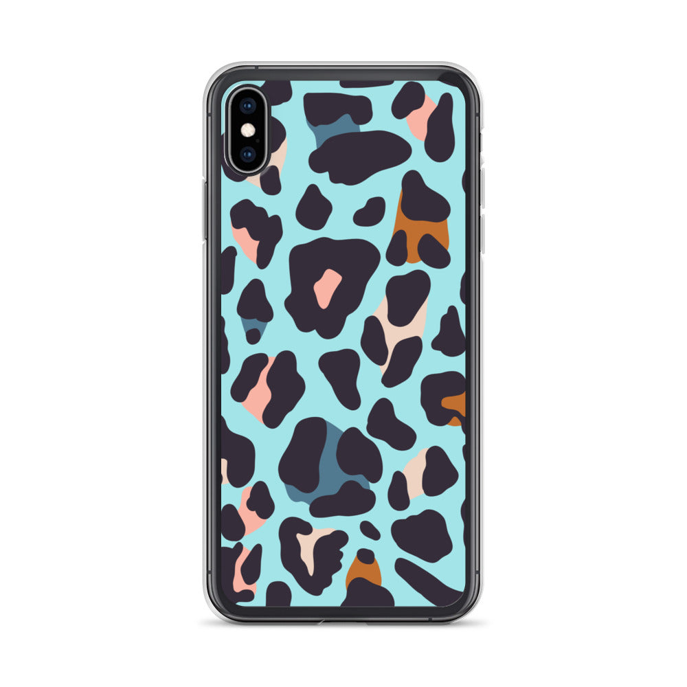 Abstract iPhone case blue leopard print