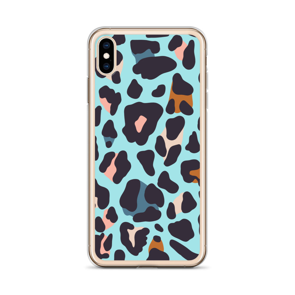 Abstract iPhone case blue leopard print