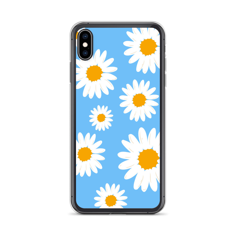 Abstract iPhone case Daisies on skyblue BG