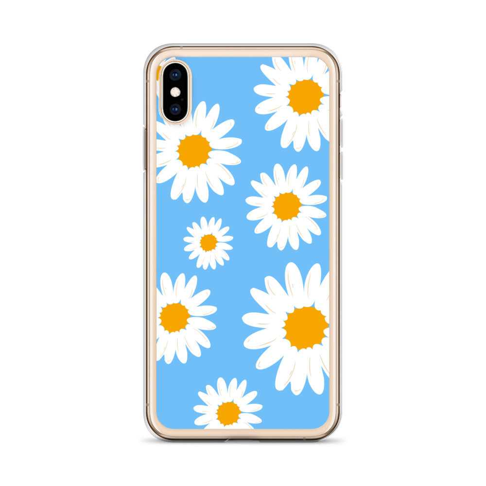 Abstract iPhone case Daisies on skyblue BG