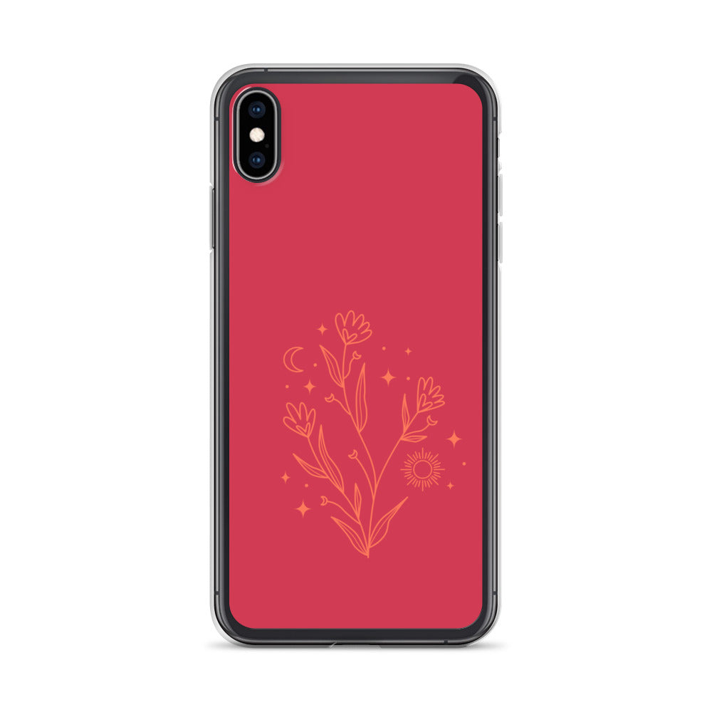 Abstract iPhone case flowers on red BG