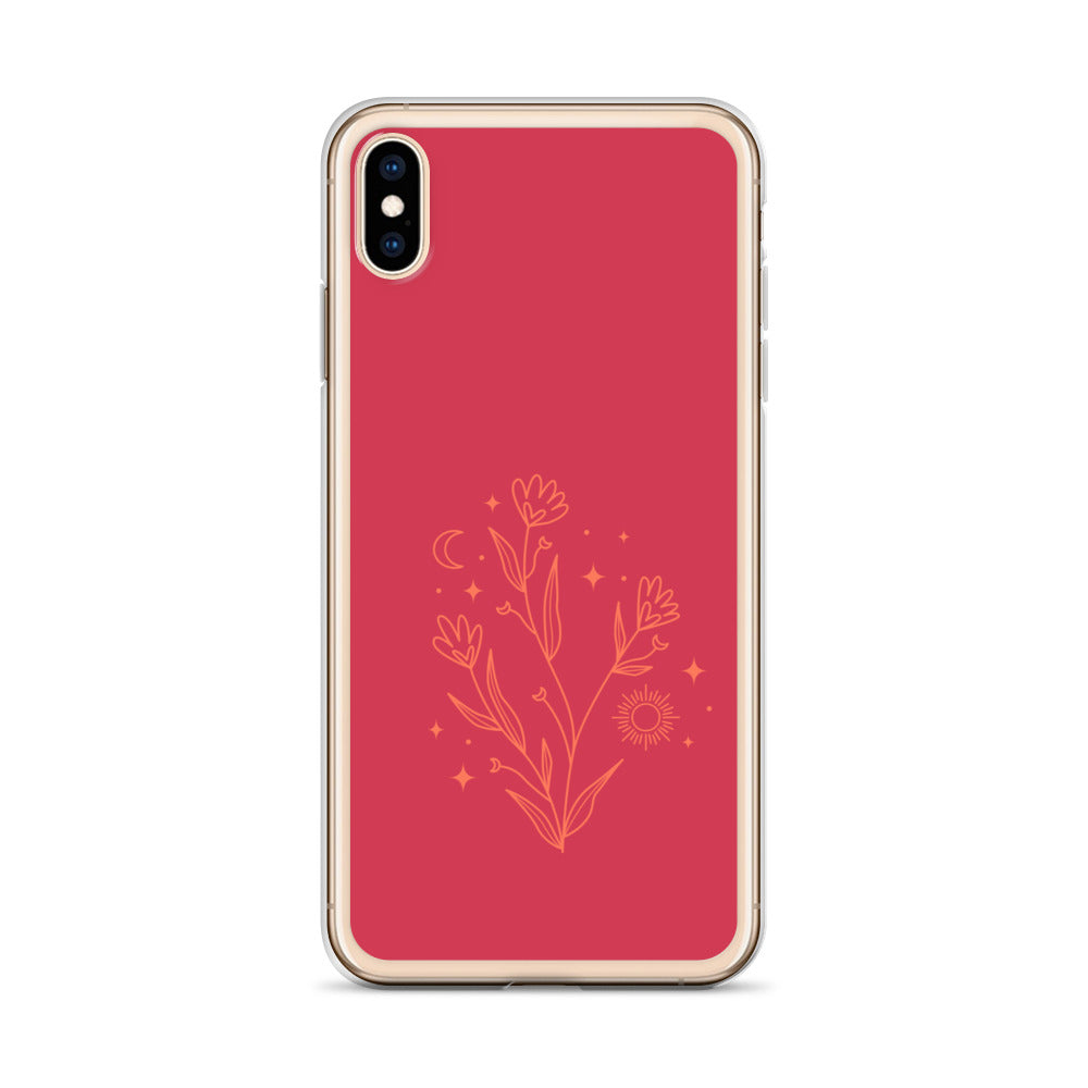 Abstract iPhone case flowers on red BG