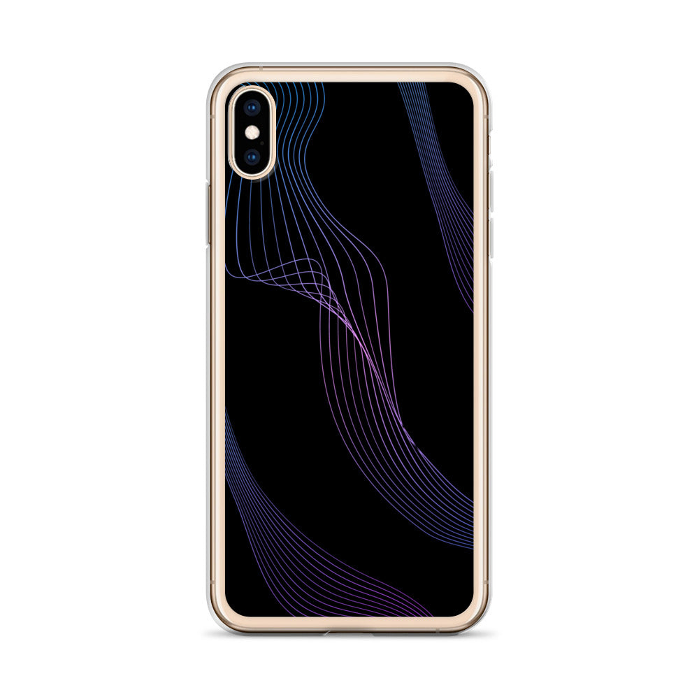 Abstract iPhone case black with blue/pink webbed lines