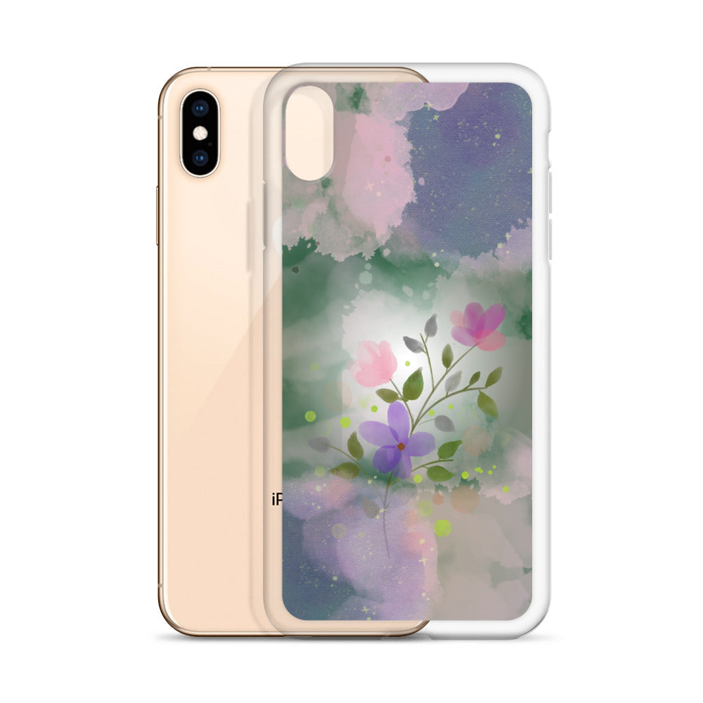 Abstract iPhone case flowers on a mixed colour Bg