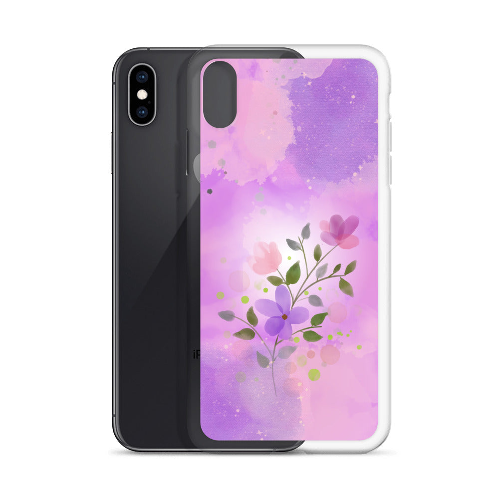 abstract iPhone case flowers on a pink Bg