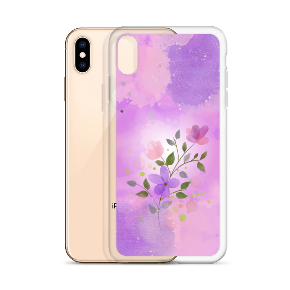 abstract iPhone case flowers on a pink Bg