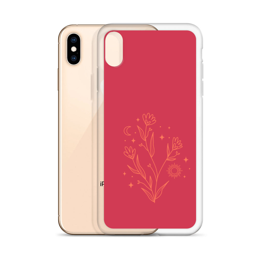 Abstract iPhone case flowers on red BG