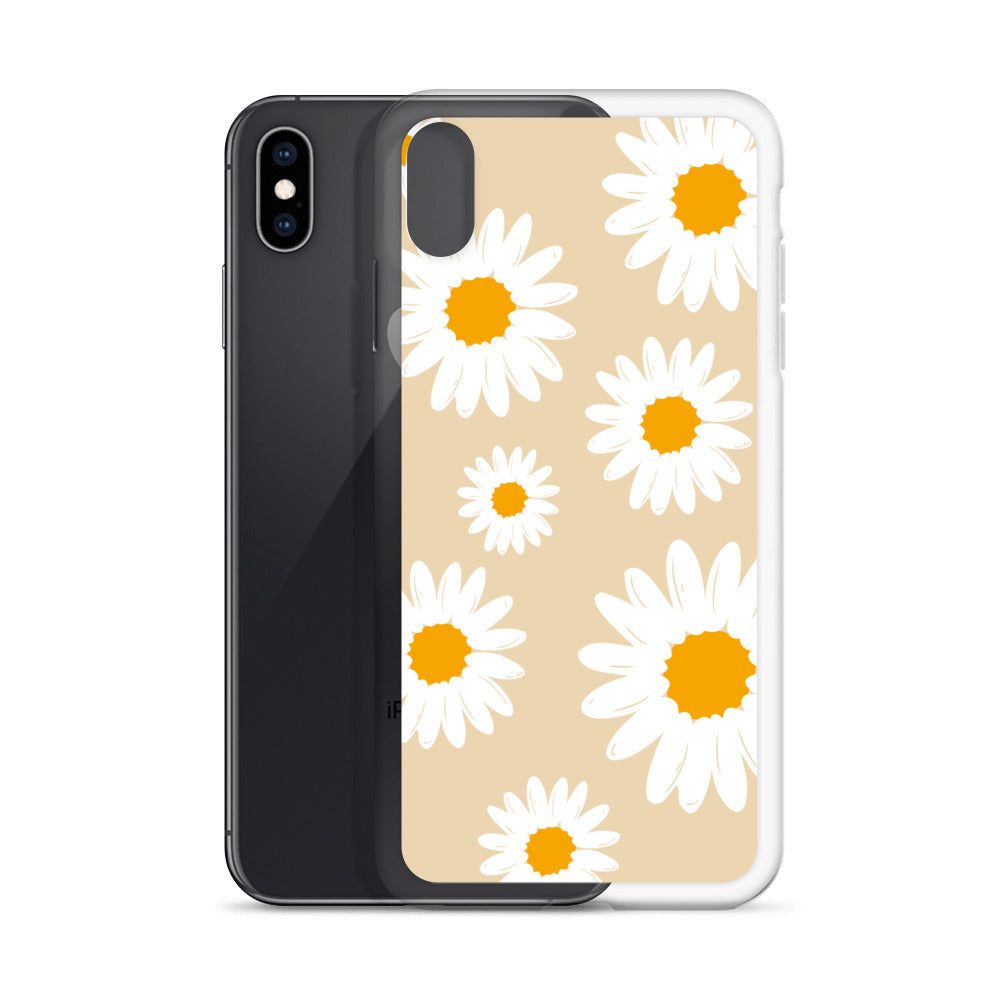 Abstract iPhone case daisies on sand colour