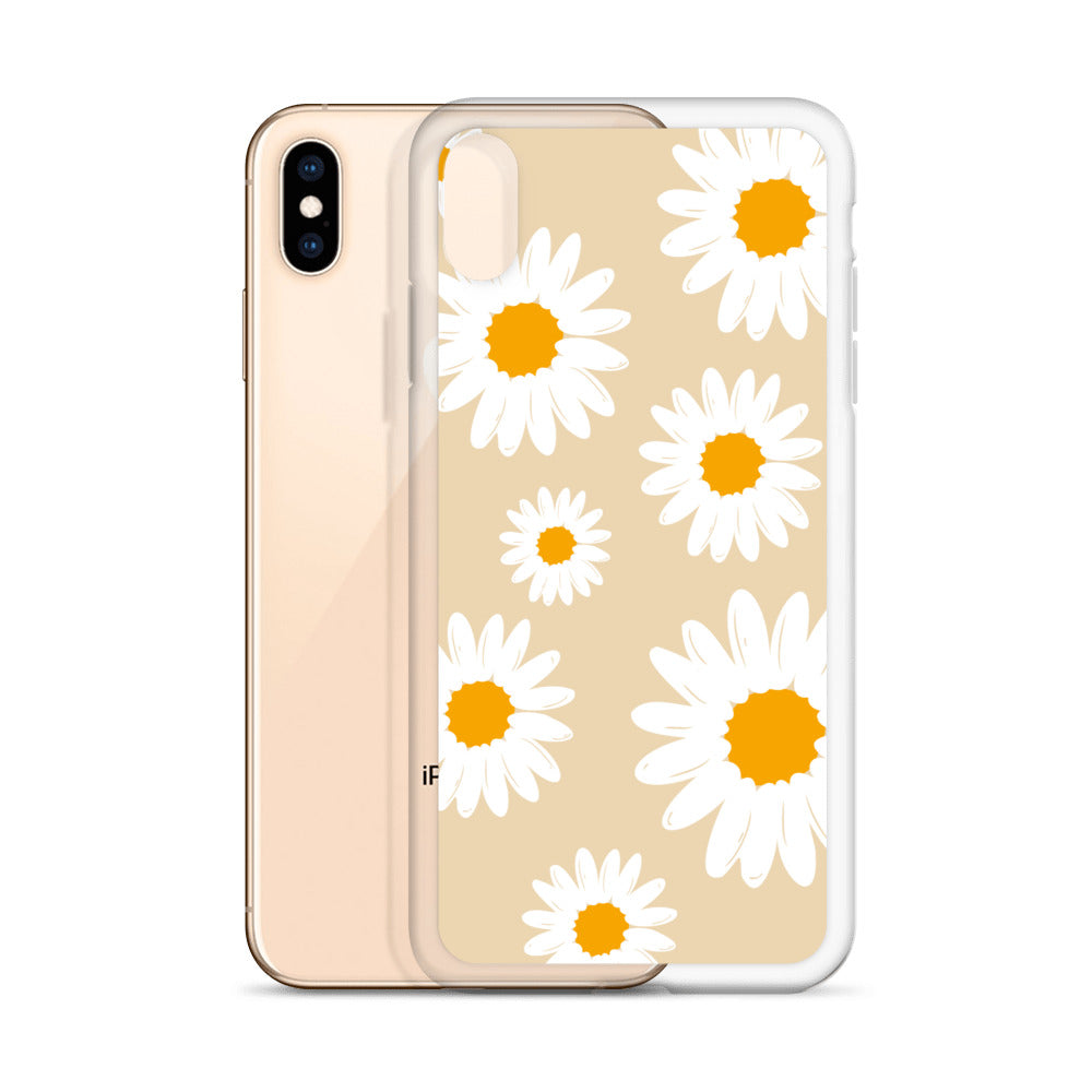 Abstract iPhone case daisies on sand colour