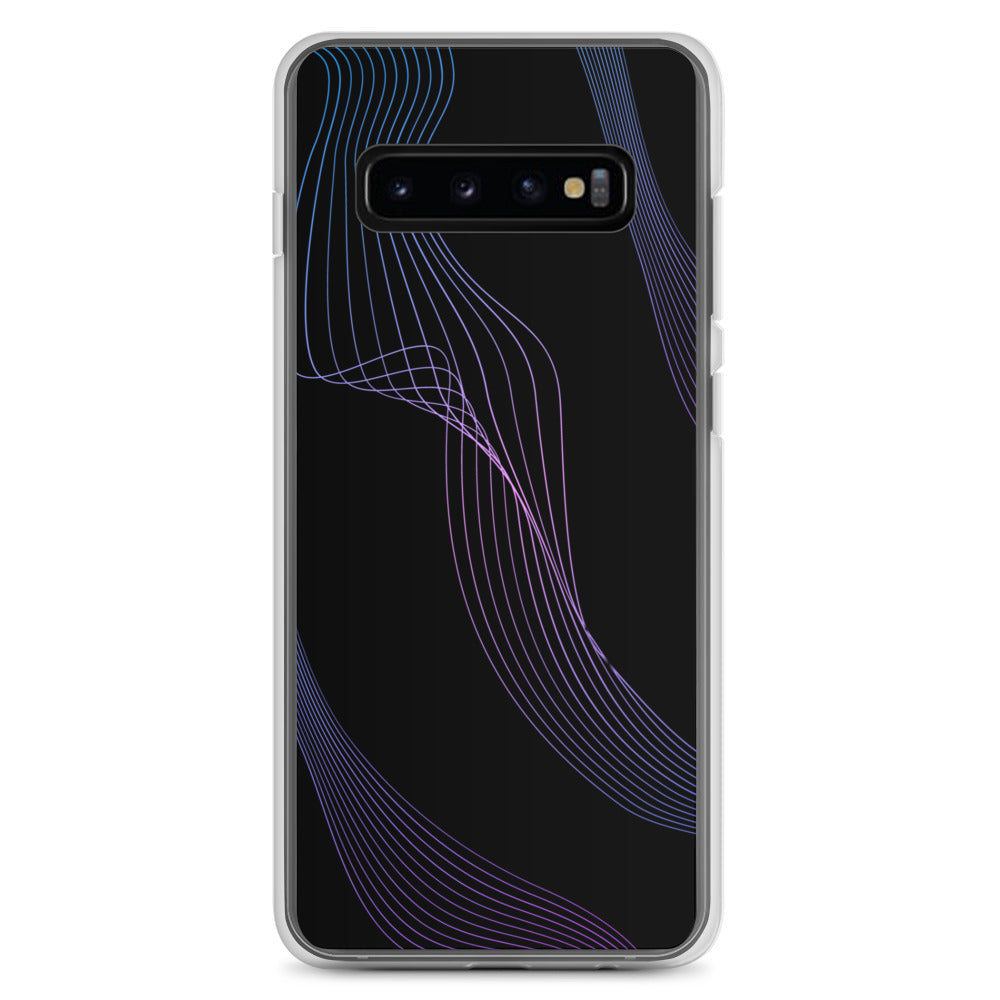 Abstract Samsung phone case black with blue/pink lines