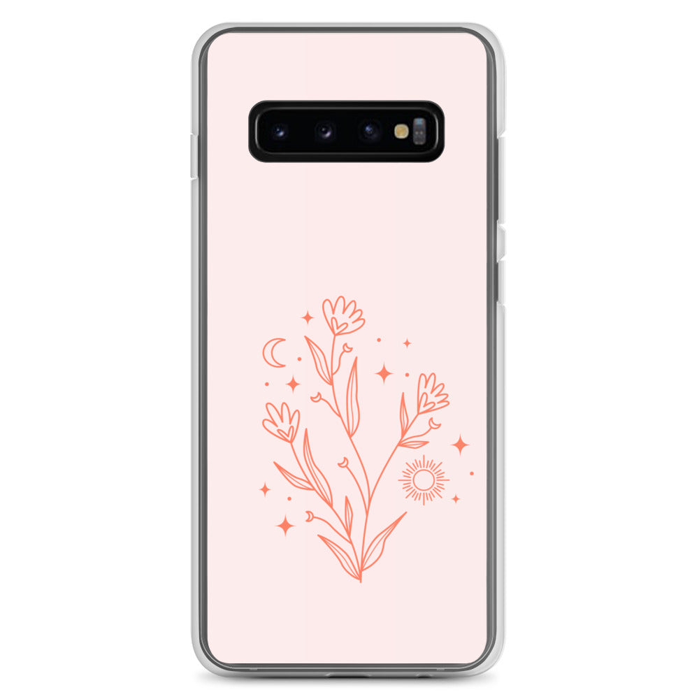 Abstract Samsung phone case pink flower