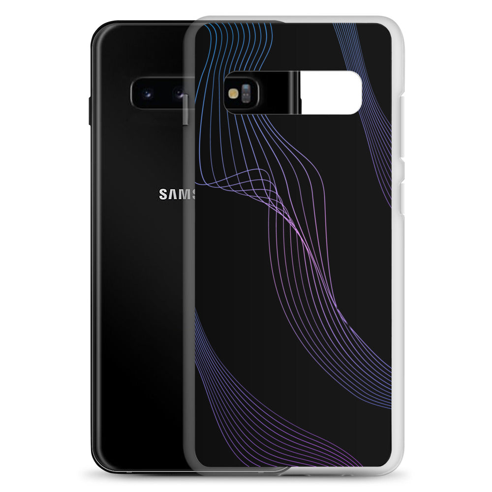 Abstract Samsung phone case black with blue/pink lines