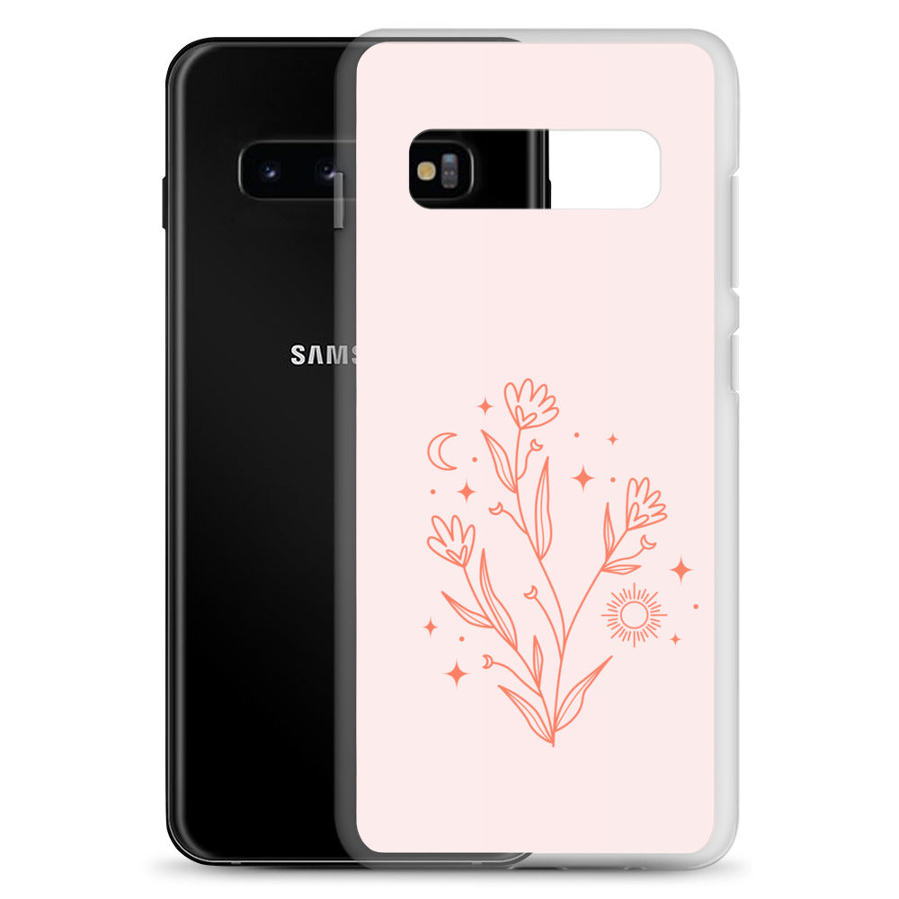 Abstract Samsung phone case pink flower