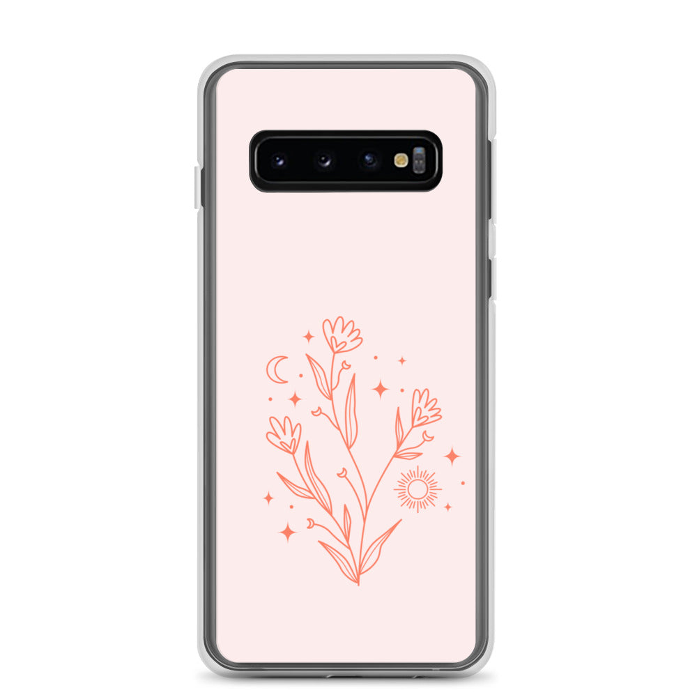 Abstract Samsung phone case pink flower