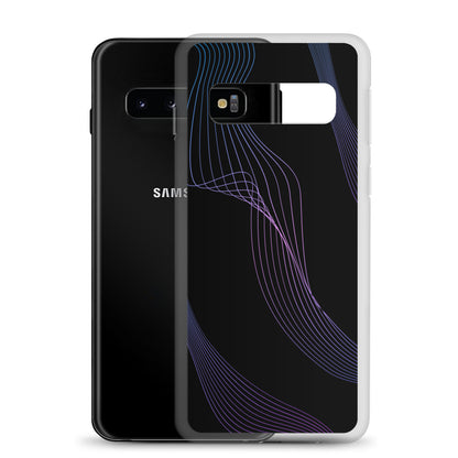 Abstract Samsung phone case black with blue/pink lines