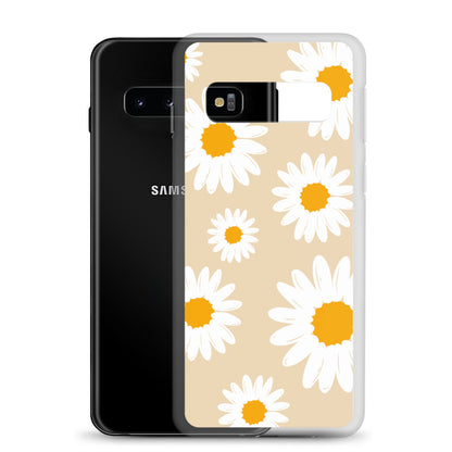 Abstract Samsung phone case daisies with sand colour